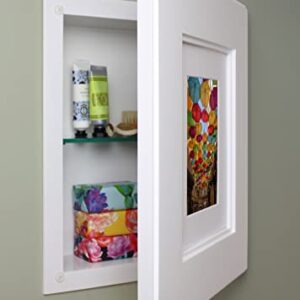 Fox Hollow Furnishings 11x14 Compact Concealed Recessed Picture Frame Medicine Cabinets (Shaker White)