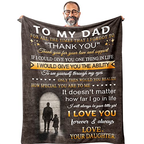 Ruvinzo Gifts for Dad, Dad Gifts from Daughter Blanket 60''x50'', Dad Birthday Gift, Cool Father Gifts, Best Dad Ever Gifts, Gifts for Dad Who Wants Nothing, Funny Father's Day Birthday Gift Ideas