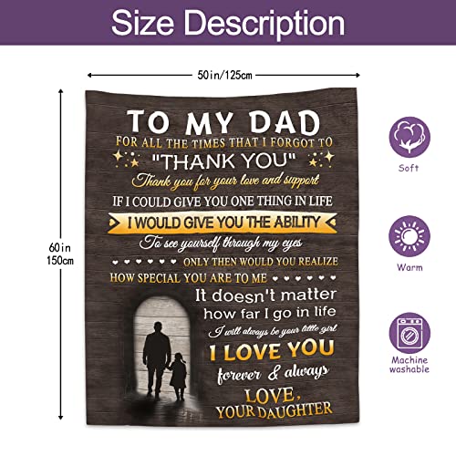 Ruvinzo Gifts for Dad, Dad Gifts from Daughter Blanket 60''x50'', Dad Birthday Gift, Cool Father Gifts, Best Dad Ever Gifts, Gifts for Dad Who Wants Nothing, Funny Father's Day Birthday Gift Ideas
