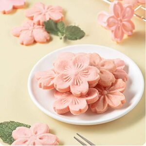 Cookie Press, 4 Styles Cookie Stamps Cherry Blossom Cookie Cutters Mold for Flower Cookies Pastry Accessories (Pink)