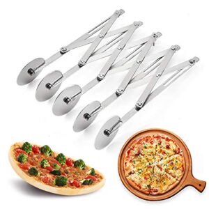 5 wheel pastry cutter, stainless pizza slicer, expandable pizza slicer multi-round pastry knife baking cutter roller cookie dough cutter divider