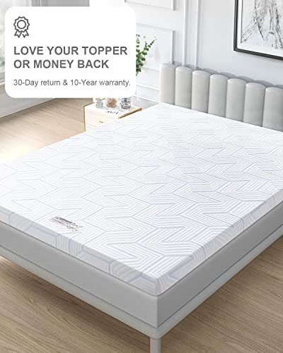 BedStory 4 Inch Memory Foam Mattress Topper Queen, Gel & Copper Infused Bed Toppers, Medium Firm Foam Mattress Pad with Breathable Removable Cover