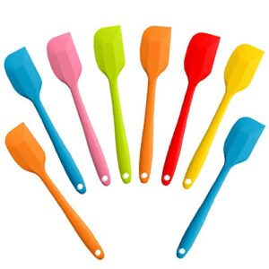 8 pieces silicone spatulas, 8.5 inch heat-resistant non-stick rubber spatulas with stainless steel core for cake cream cooking gadget by cologo