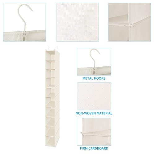 MAX Houser 10-Shelf Hanging Shoe Shelf Organizer, Hanging Shoe Storage for Closet,Pack of 2(Beige)