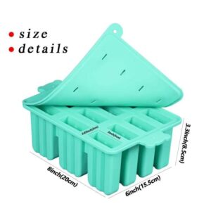 Waybesty Popsicles molds, 12 Pieces Silicone Popsicle Maker Molds Food Grade Ice Pop Mold for ice cream 50 popsicle sticks 50 popsicle bag (12 Cavities, Blue)