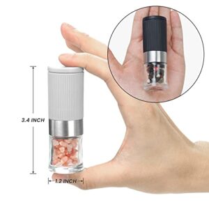 Mini Salt and Pepper Grinder Set, Small Tiny Adjustable Coarseness Ceramic Salt Grinder with Funnel and Bag Portable Handy Spice Pepper Mill Shaker For Outdoor Party Lunch Bag Kitchen Chef Gifts