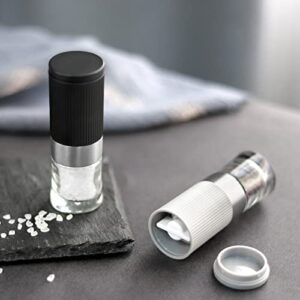 Mini Salt and Pepper Grinder Set, Small Tiny Adjustable Coarseness Ceramic Salt Grinder with Funnel and Bag Portable Handy Spice Pepper Mill Shaker For Outdoor Party Lunch Bag Kitchen Chef Gifts