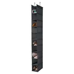 max houser 10-shelf hanging shoe shelf organizer, hanging shoe storage for closet (grey)