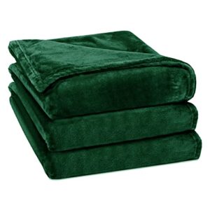 rerelife soft fleece throw blanket, throw plush cozy thick flannel 350gsm lightweight blanket for couch bed sofa (dark green, 40x60 inches)