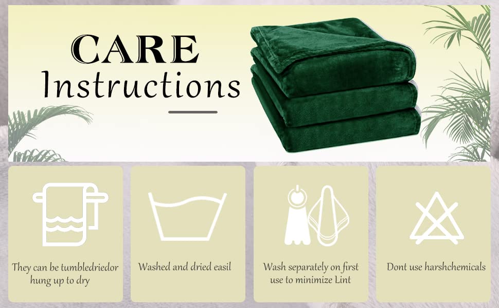 Rerelife Soft Fleece Throw Blanket, Throw Plush Cozy Thick Flannel 350GSM Lightweight Blanket for Couch Bed Sofa (Dark Green, 40x60 Inches)