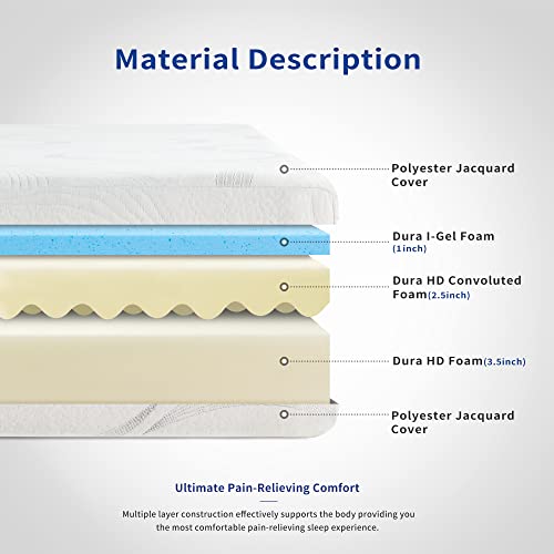 Olee Sleep Foam Mattress, Full, White/Beige