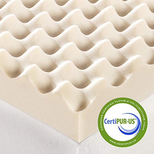 Best Price Mattress 3 Inch Egg Crate Memory Foam Mattress Topper with Copper Infusion, CertiPUR-US Certified, King,Beige