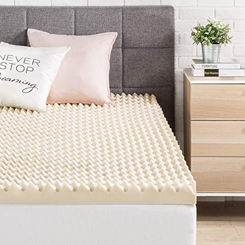 Best Price Mattress 3 Inch Egg Crate Memory Foam Mattress Topper with Copper Infusion, CertiPUR-US Certified, King,Beige