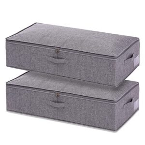 sillars under bed storage, foldable under bed storage containers with sturdy structure for organizing clothes, 2 pack, grey, 30"l x 15"w x 6.7"h