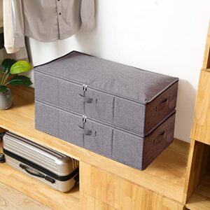 Sillars Under Bed Storage, Foldable Under Bed Storage Containers with Sturdy Structure for Organizing Clothes, 2 Pack, Grey, 30"L x 15"W x 6.7"H