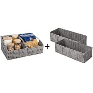 storageworks 2-pack round paper rope storage baskets + 2-pack bathroom storage organizer basket
