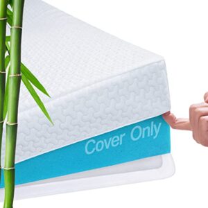 Mattress Topper Cover Queen Size (Only Cover) 3 Inch Mattress Protector Breathable Bamboo Zippered Removable Mattress Encasement with Adjustable Straps for Latex Mattress Topper Memory Foam Cover