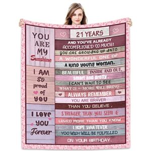 joyloce 21st birthday gifts for her blanket 60"x50", 21st birthday decorations - turning 21 gifts for women - 21st birthday gift ideas - 21 bday decorations - best gifts for 21 year old women blankets