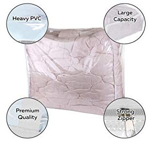 DiClavus Set of 2 Zippered Vinyl Storage Bag, 24x20x11 Inch, Clothes Bag Organizer, Space Saver PVC Comforter Clear Storage Bags for Blanket