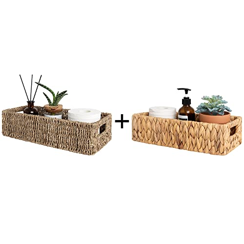 StorageWorks Seagrass Baskets with Built-in Handles + Water Hyacinth Basket for Toilet Paper