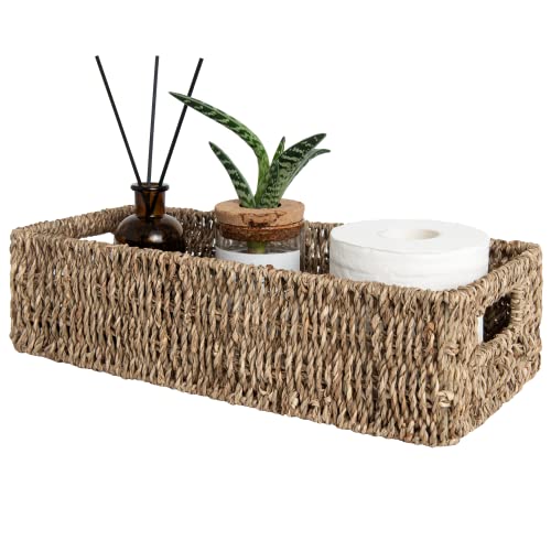 StorageWorks Seagrass Baskets with Built-in Handles + Water Hyacinth Basket for Toilet Paper