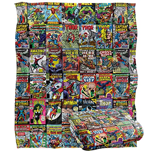 Marvel Marvel Comic Blanket, 50"x60", Misc. Comic Collage, Silky Touch Super Soft Throw Blanket