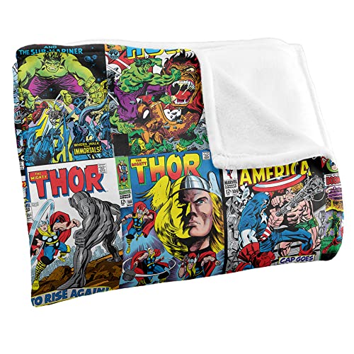 Marvel Marvel Comic Blanket, 50"x60", Misc. Comic Collage, Silky Touch Super Soft Throw Blanket