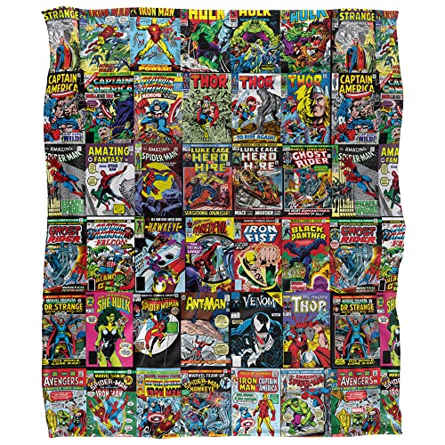 Marvel Marvel Comic Blanket, 50"x60", Misc. Comic Collage, Silky Touch Super Soft Throw Blanket