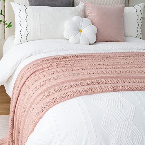 BATTILO HOME Dusty Pink Throw Blanket for Couch, Decorative Accent Soft Blush Throw Blankets for Bed Sofa Chair, 50"x60"