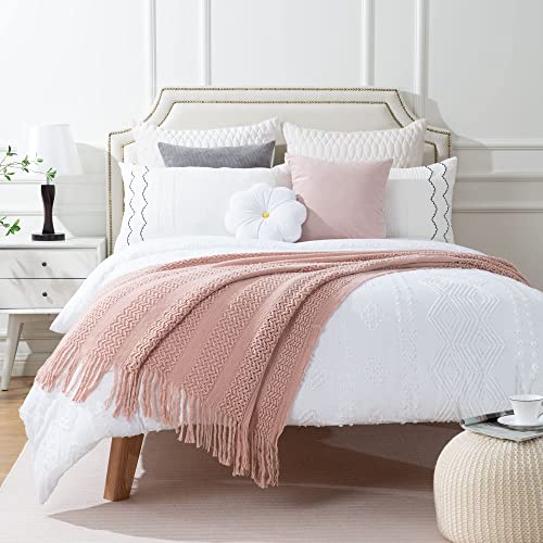 BATTILO HOME Dusty Pink Throw Blanket for Couch, Decorative Accent Soft Blush Throw Blankets for Bed Sofa Chair, 50"x60"