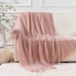 BATTILO HOME Dusty Pink Throw Blanket for Couch, Decorative Accent Soft Blush Throw Blankets for Bed Sofa Chair, 50"x60"