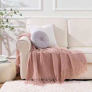 BATTILO HOME Dusty Pink Throw Blanket for Couch, Decorative Accent Soft Blush Throw Blankets for Bed Sofa Chair, 50"x60"