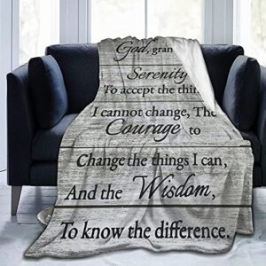 throw blanket -serenity prayer on beach blanket cozy lightweight decorative throw for sofa, bed and living room - all seasons suitable for women, men and kids 60"x50"