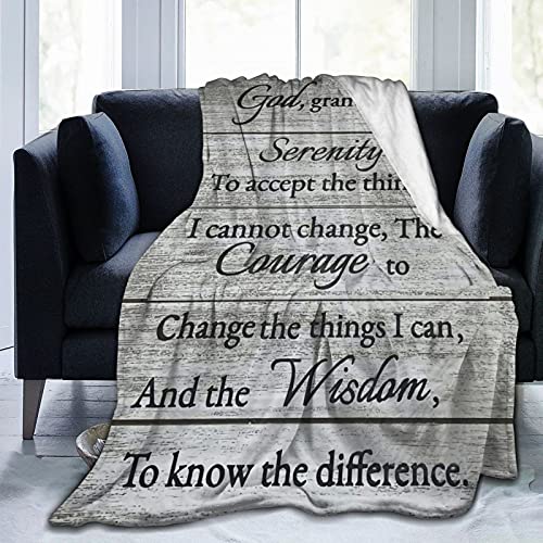 Throw Blanket -Serenity Prayer On Beach Blanket Cozy Lightweight Decorative Throw for Sofa, Bed and Living Room - All Seasons Suitable for Women, Men and Kids 60"X50"