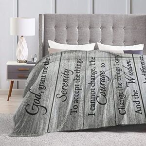 Throw Blanket -Serenity Prayer On Beach Blanket Cozy Lightweight Decorative Throw for Sofa, Bed and Living Room - All Seasons Suitable for Women, Men and Kids 60"X50"