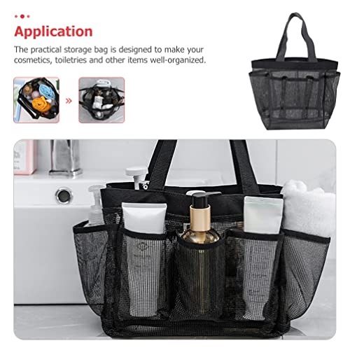 BESPORTBLE Mesh Shower Caddy Basket - Mesh Shower Caddy Tote Bag Toiletry Bag Quick Dry Bath Organizer for Beach College Dorms Gym Camp, Black