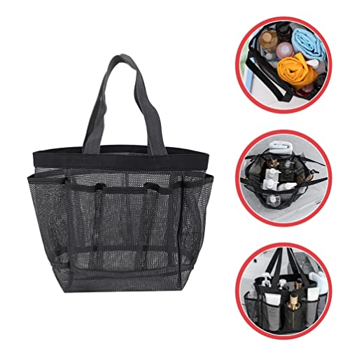 BESPORTBLE Mesh Shower Caddy Basket - Mesh Shower Caddy Tote Bag Toiletry Bag Quick Dry Bath Organizer for Beach College Dorms Gym Camp, Black