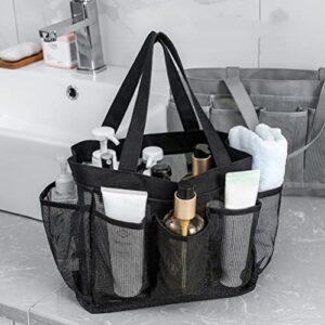 BESPORTBLE Mesh Shower Caddy Basket - Mesh Shower Caddy Tote Bag Toiletry Bag Quick Dry Bath Organizer for Beach College Dorms Gym Camp, Black