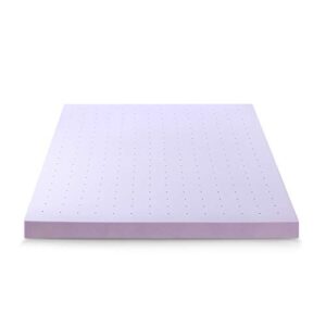 Mellow 4 Inch Ventilated Memory Foam Mattress Topper, Soothing Lavender Infusion, CertiPUR-US Certified, Queen
