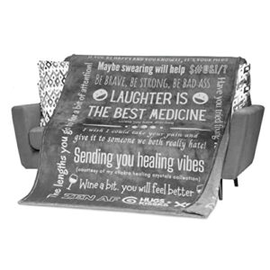 filo estilo funny get well soon gifts for women or men, funny healing blanket, post surgery gifts, fun recovery presents for sick friends, cheer up and feel better gifts for women (grey)