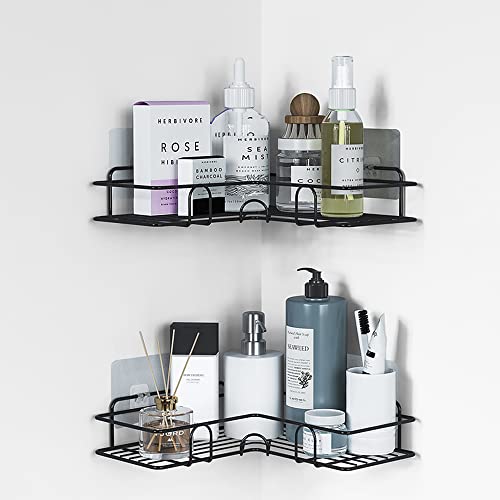 Lgowithyou Corner Shower Caddy Shelf Organizer, No Drilling Rustproof 2 Pack Stainless Steel Shower Basket Shelves Rack with Strong Adhesives for Bathroom Kitchen Dorm Bedroom