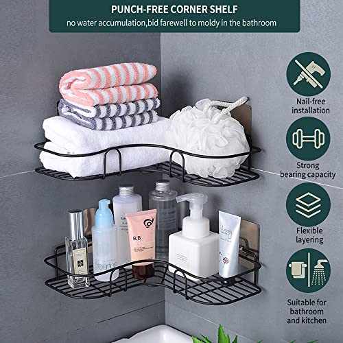 Lgowithyou Corner Shower Caddy Shelf Organizer, No Drilling Rustproof 2 Pack Stainless Steel Shower Basket Shelves Rack with Strong Adhesives for Bathroom Kitchen Dorm Bedroom