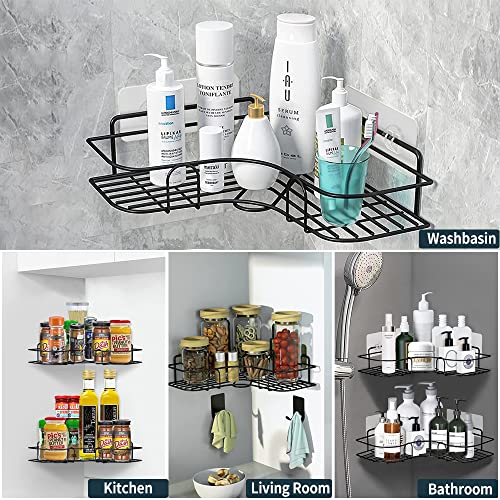 Lgowithyou Corner Shower Caddy Shelf Organizer, No Drilling Rustproof 2 Pack Stainless Steel Shower Basket Shelves Rack with Strong Adhesives for Bathroom Kitchen Dorm Bedroom