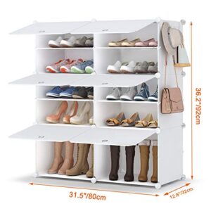 HOMIDEC Shoe Rack, 6 Tier Shoe Storage Cabinet 24 Pair Plastic Shoe Shelves Organizer for Closet Hallway Bedroom Entryway