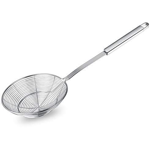 Spider Strainer Skimmer, Swify Stainless Steel Asian Strainer Ladle Frying Spoon with Handle for Kitchen Deep Fryer, Pasta, Spaghetti, Noodle, 5.5 Inch