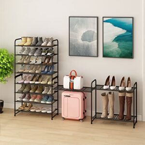 Simple Trending 4-Tier Stackable Shoe Rack, Expandable & Adjustable Shoe Organizer Storage Shelf, Wire Grid, Black