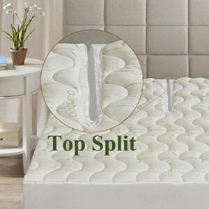 Top Split California King (Flex Head) Waterproof Bamboo Jacquard Mattress Pad for Half Split Calking Beds