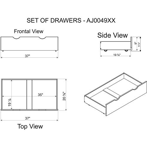 Alaterre Furniture Storage, Set of 2, Chestnut Underbed Drawers, 37*20.38*9.38inch