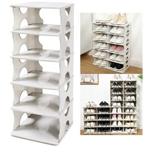 txalwiq 6-tier shoe rack,stackable shoe storage organizer for bedroom entryway, adjustable shoe rack,shoe slots organizer shelf, easy clean shoe tower rack,white
