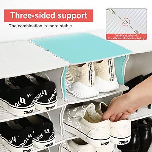 TXALWIQ 6-Tier Shoe Rack,Stackable Shoe Storage Organizer for Bedroom Entryway, Adjustable Shoe Rack,Shoe Slots Organizer Shelf, Easy Clean Shoe Tower Rack,White